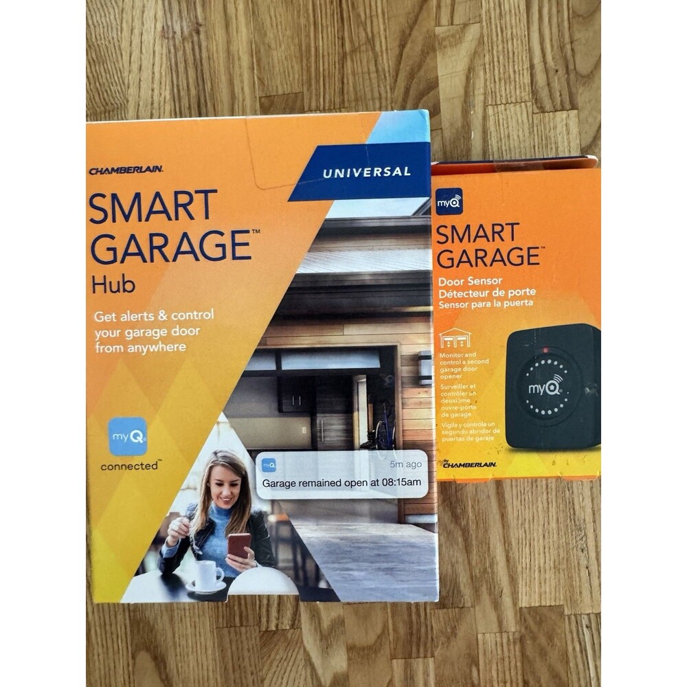 Chamberlain myQ Smart Garage Hub MYQ-G0301-E + Extra G0302 Door Sensor New